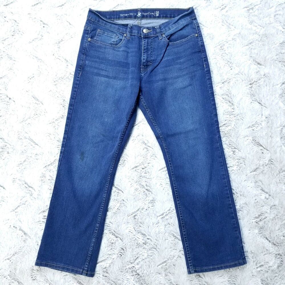 Beverly Hills Polo Club Jeans Mens 32x30 Blue Straight Dark Wash Denim